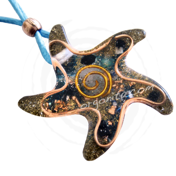 Estrella de Mar Colgante de Orgonite con Piedra Luna, Turquesa y AVenturina