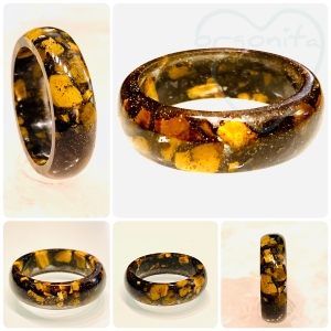 SHUNGITE Y OJO DE TIGRE - ANILLO Orgonita 4658 - T17