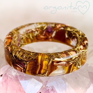 OJO DE TIGRE - ANILLO Orgonita 3424 - T18 - PIEZA UNICA