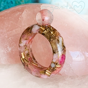 CUARZO ROSA - ANILLO Orgonita 3881 - T18