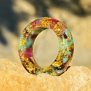 AMETHYST, TURQUOISE  & GOLD - ANILLO Orgonita 6112 - T19