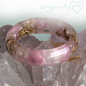 CUARZO ROSA - ANILLO Orgonita 3581 - T19