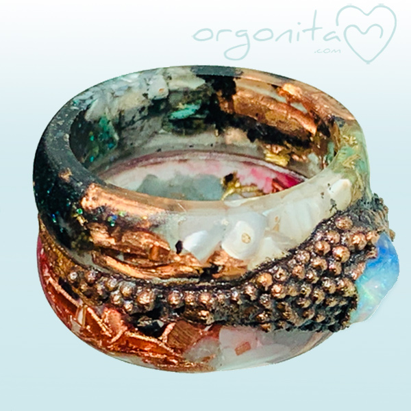 Anillo de orgonita con Piedra luna