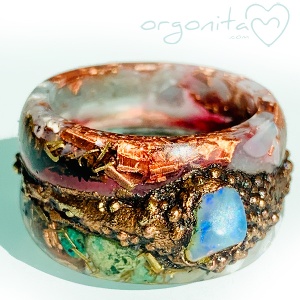 Anillo de orgonita con Piedra luna