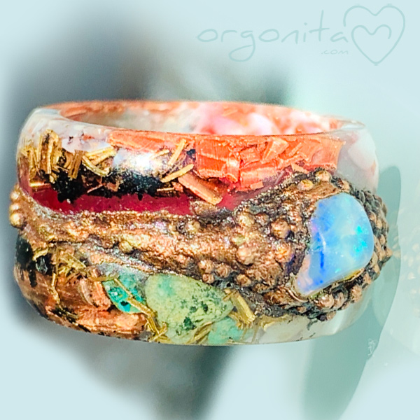 Anillo de orgonita con Piedra luna