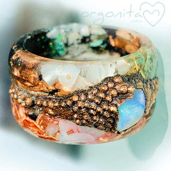 Anillo de orgonita con Piedra luna