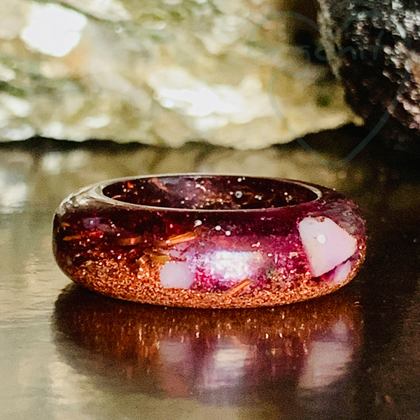 Anillo de orgonita con Cobre y Cuarzo Blanco