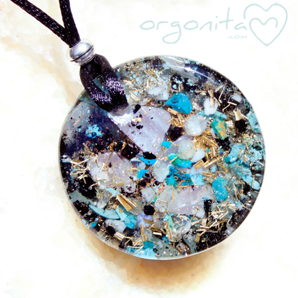 COmprar colgante de Orgonite u ORGONITA con Ojo de gato y turmalina negra
