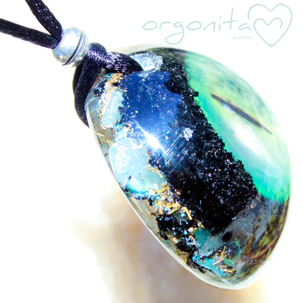 COmprar colgante de Orgonite u ORGONITA con Ojo de gato y turmalina negra