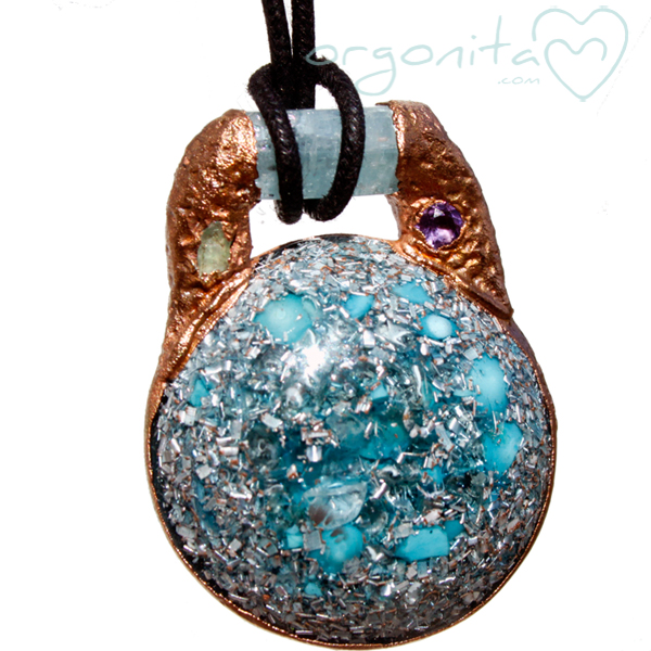 Comprar colgante de ORGONITA electroformado en cobre con Amatista