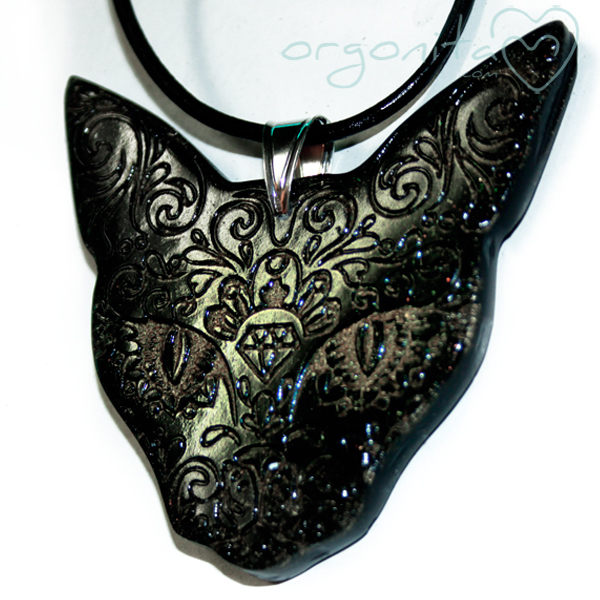 Comprar colgante de orgonita con gato sphynx o gato sagrado egipcio esfinge